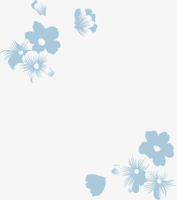 蓝色手绘花卉花纹中秋免抠