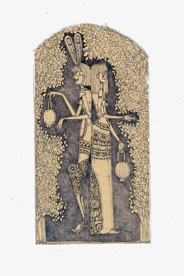 手绘两个女孩插画免抠