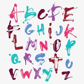 水墨英文字母免抠