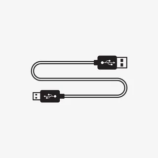 黑色手绘USB数据线免抠