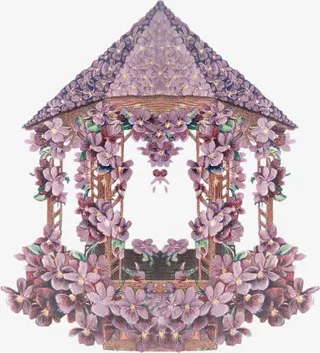 复古素材手绘花 紫色花朵装饰小免抠