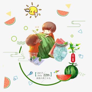 搬西瓜的小朋友免抠