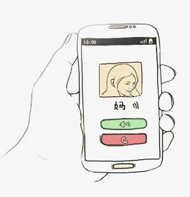 卡通手绘给妈妈打电话免抠