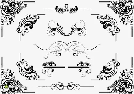 黑色艺术花框图片素材免抠