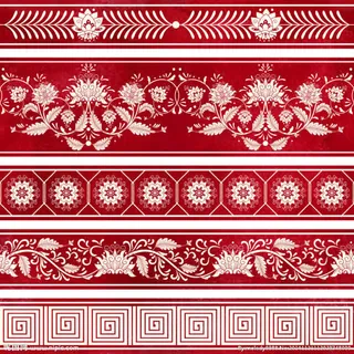 红色中国风喜庆花纹免抠