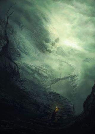 魔鬼绿色背景大屏免抠