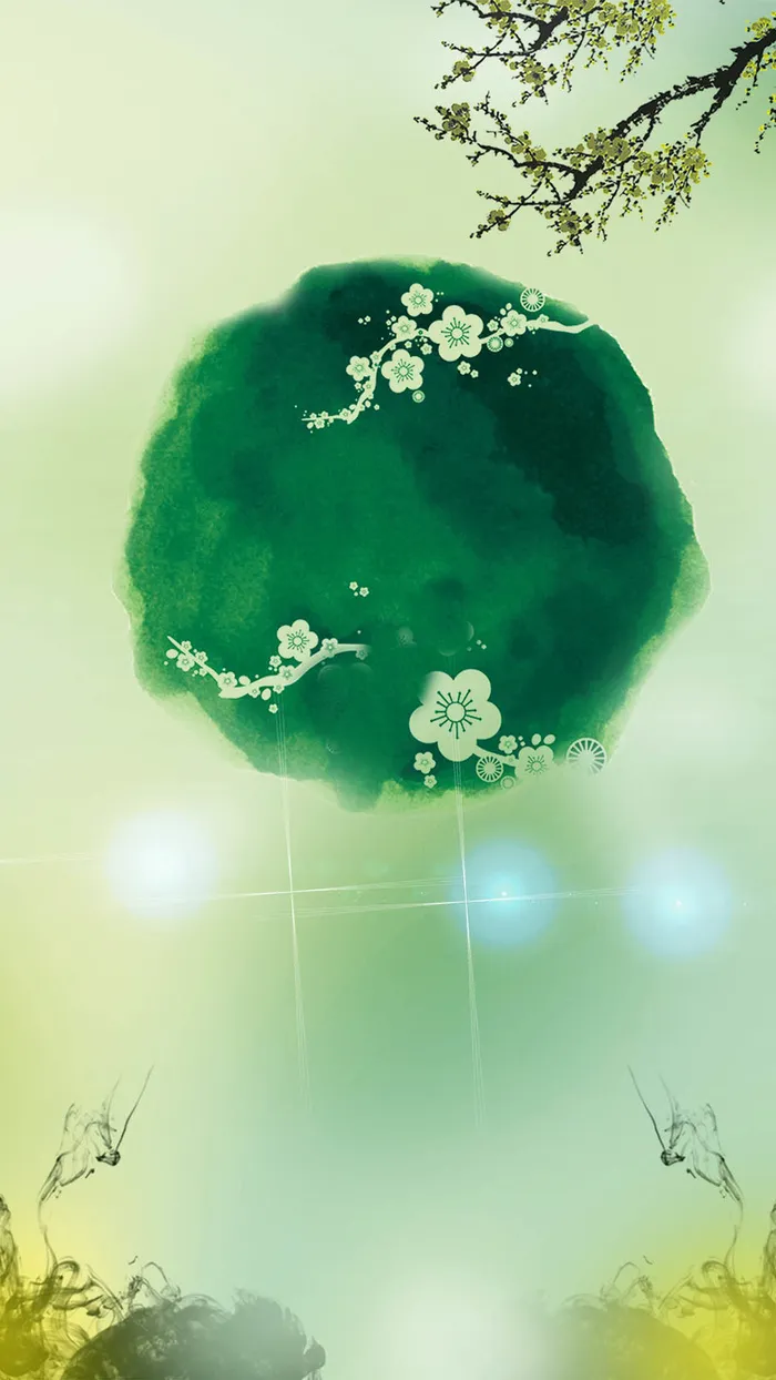 春天水墨梅花H5背景高清