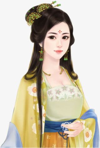 立绘古风梅花绿衣女子免抠