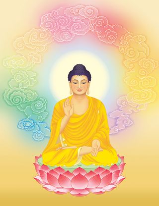 缤纷金光佛教背景高清