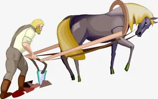 罗马的肌肉大胡子农民赶着马车在免抠