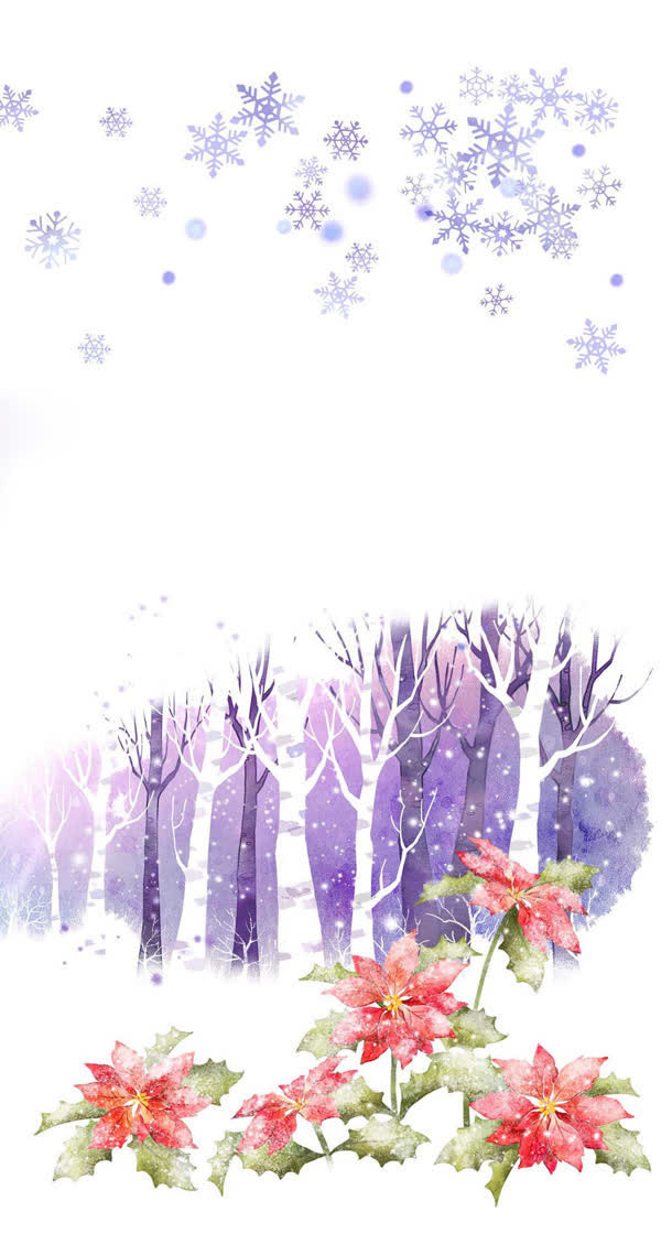 紫色雪花梦幻壁纸免抠