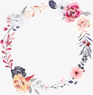 手绘植物花卉花环免抠