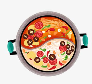 手绘卡通番茄火锅素材免抠