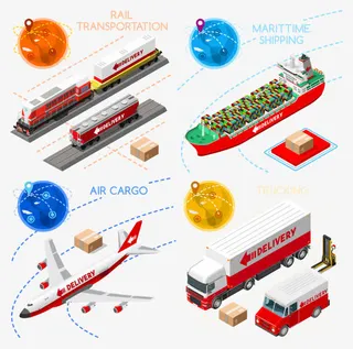 物流流程运输方式矢量免抠