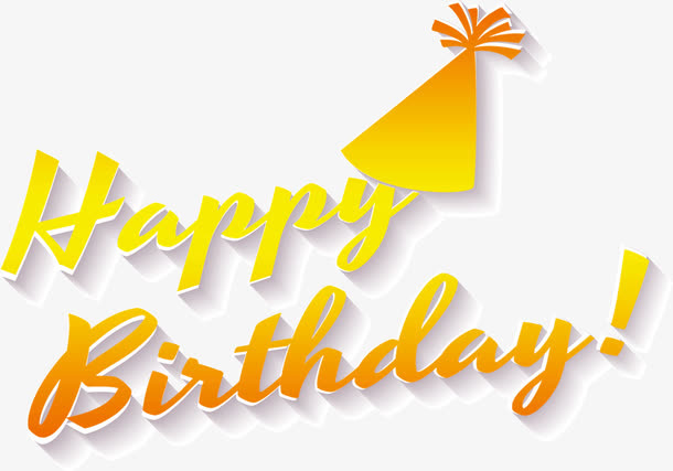 金色渐变创意字体Happybirthday免抠