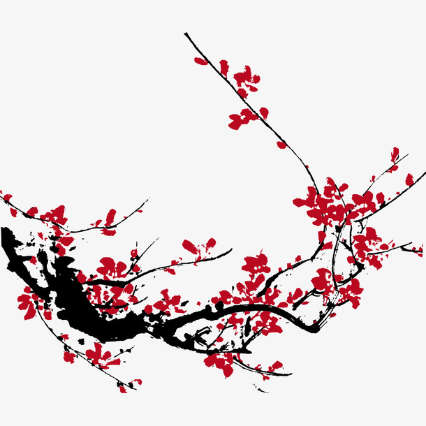 水彩梅花免抠