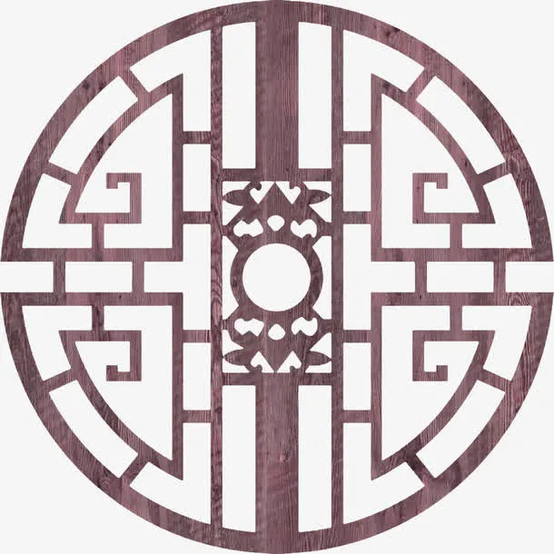 棕色中国风木纹装饰图案免抠