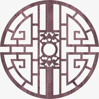 棕色中国风木纹装饰图案免抠