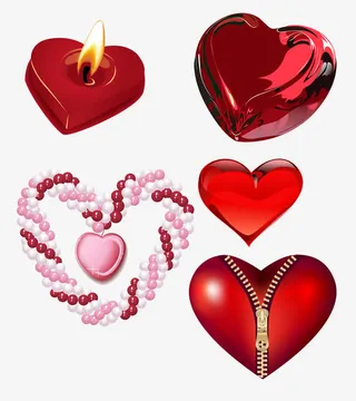 五款爱心矢量图免抠