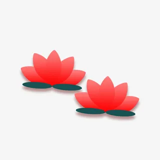 红色装饰荷花元素免抠