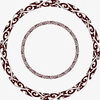 黑色复古同心圆中秋免抠