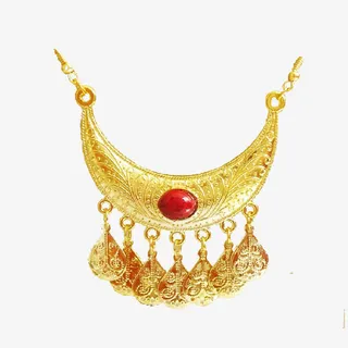 一轮弯月精美金色头饰免抠