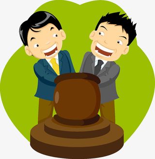 彩色卡通人握着槌插画免抠