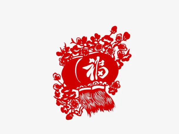 红色剪纸免抠