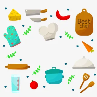 彩色厨房烹饪用品设计免抠