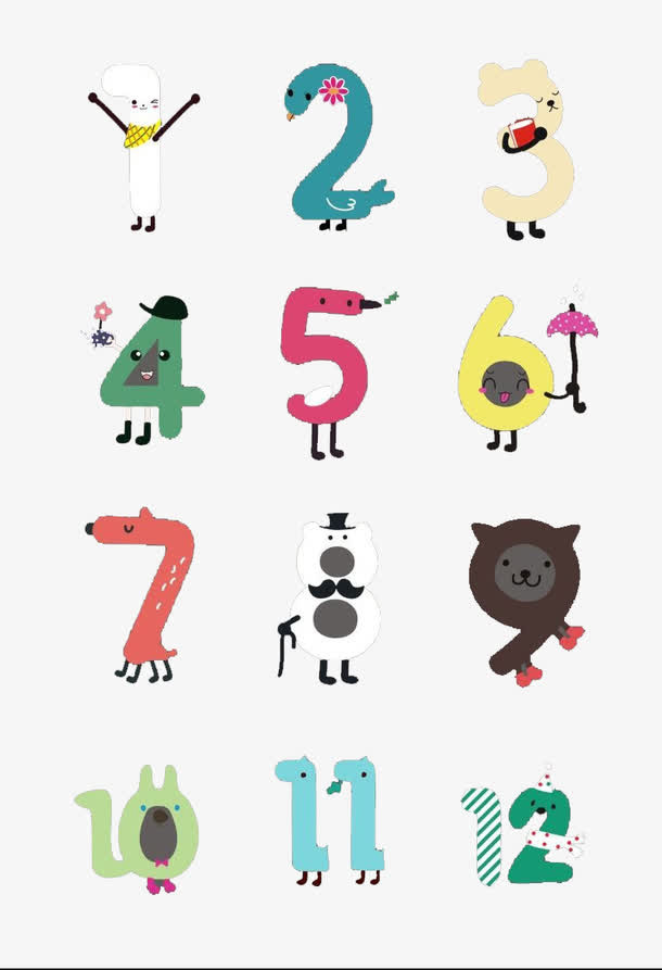可爱卡通创意数字字体设计免抠