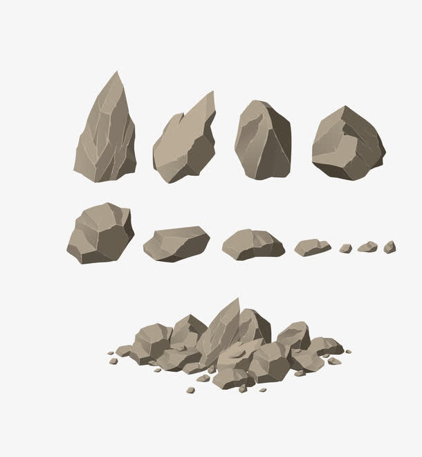 矢量暗色石头碎石过程免抠