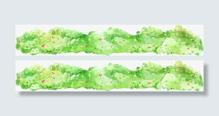 创意合成水彩小路上的植物草丛免抠
