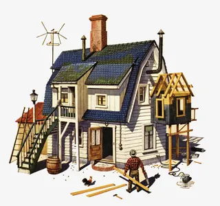 建房子建筑插画免抠