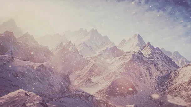 粉色浪漫雪山阳光免抠