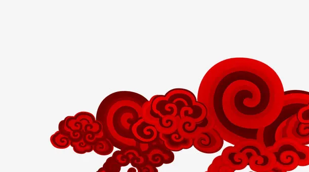 简约红色祥云免抠