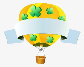 四叶草热气球横幅免抠