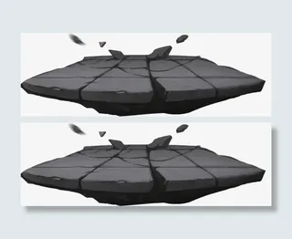 碎裂的黑色石板手绘免抠