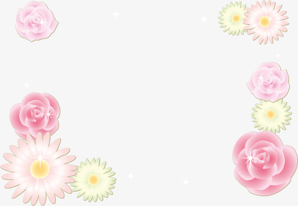 粉色美丽花朵框架免抠