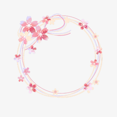 圆形花草边框免抠