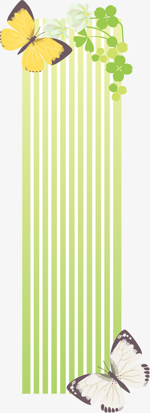 绿色春季蝴蝶树叶免抠