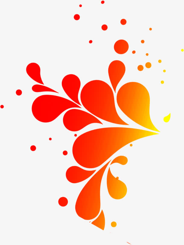 红色手绘叶子花纹淘宝促销免抠