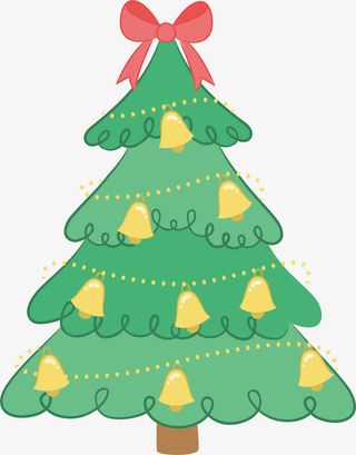 金色铃铛圣诞树免抠