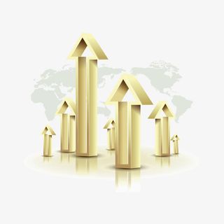 金色立体飞跃向上箭头金融地产形免抠