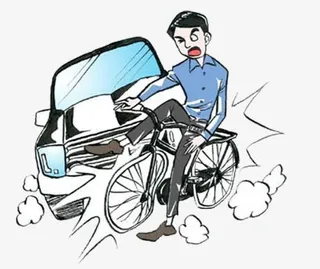 汽车撞到骑自行车行人免抠