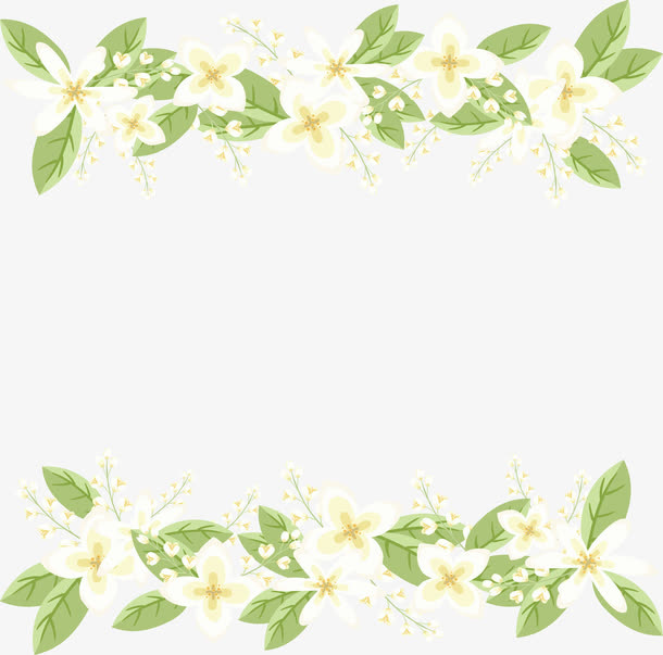 小清新白色花朵边框免抠