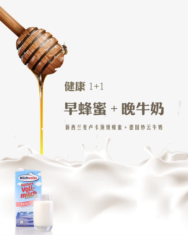 牛奶蜂蜜海报免抠