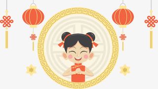 拜年的小女孩免抠