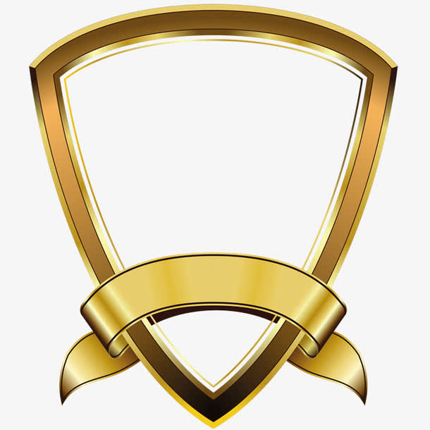 金黄色卡通渐变图标盾牌免抠