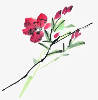 水墨花朵免抠