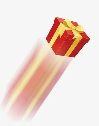 红色简约礼盒光影飞溅装饰图案免抠